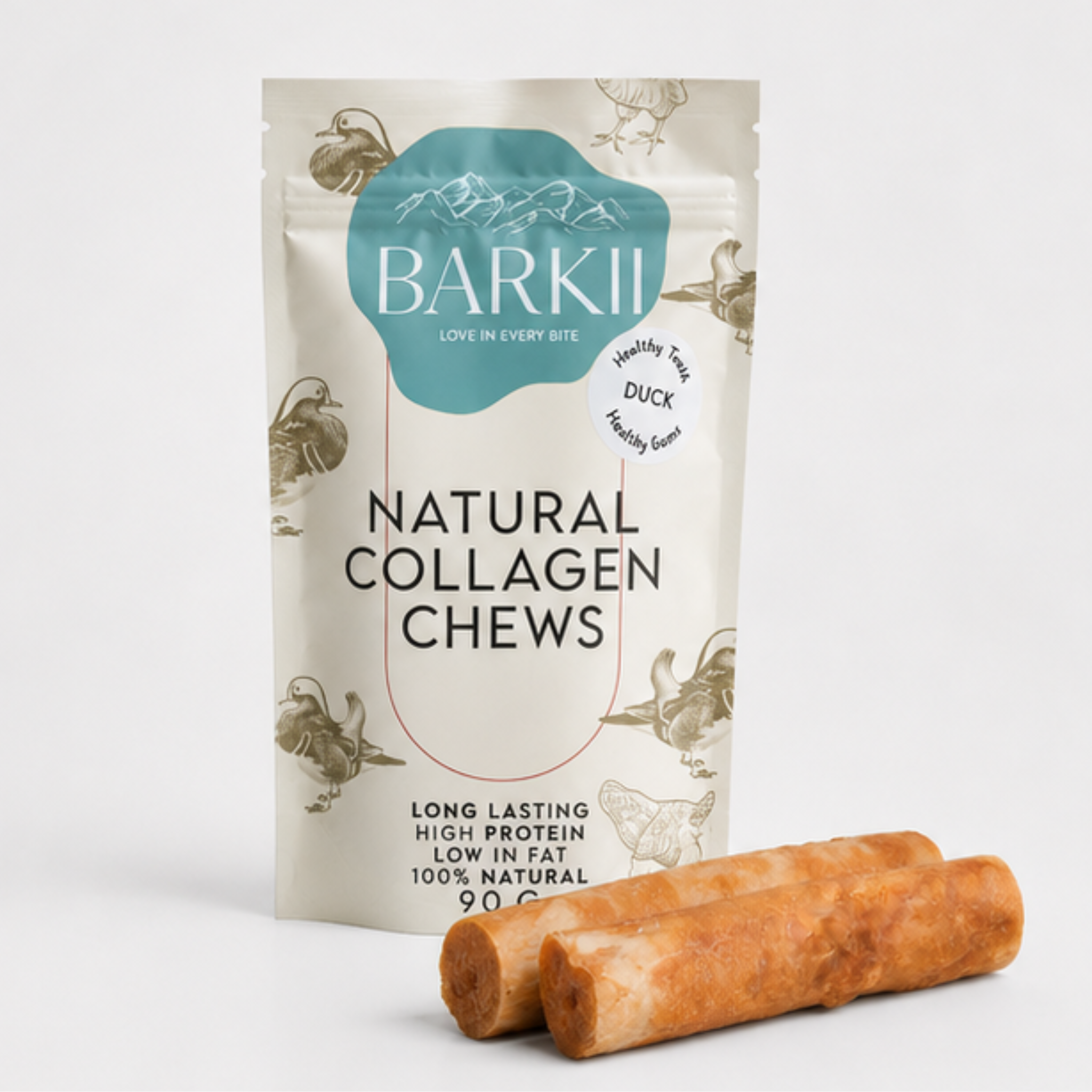 Huesos masticables con colágeno Barkii | Pato | 90 g.