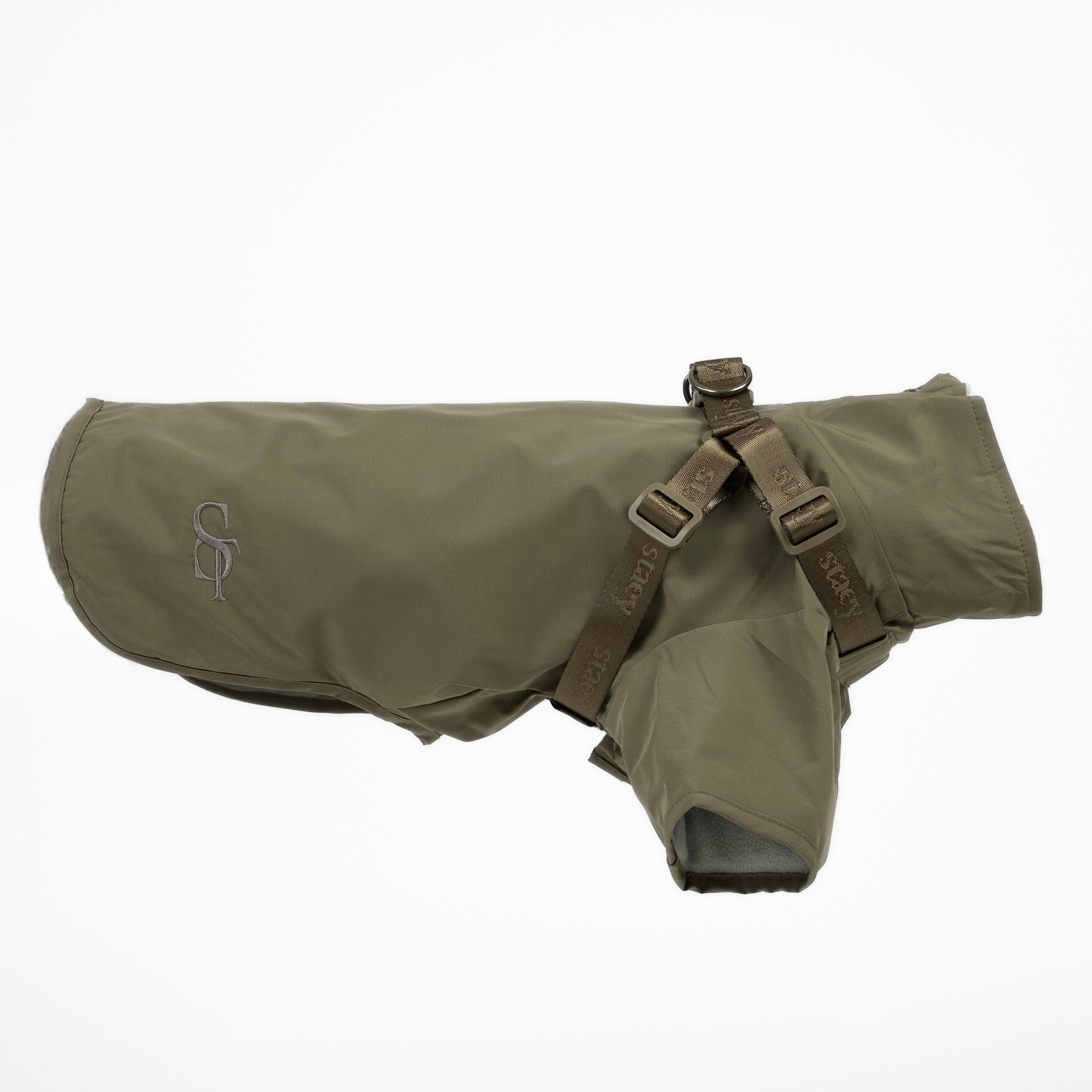 Leva Dog Rain Coat w. Harness | Moss Green
