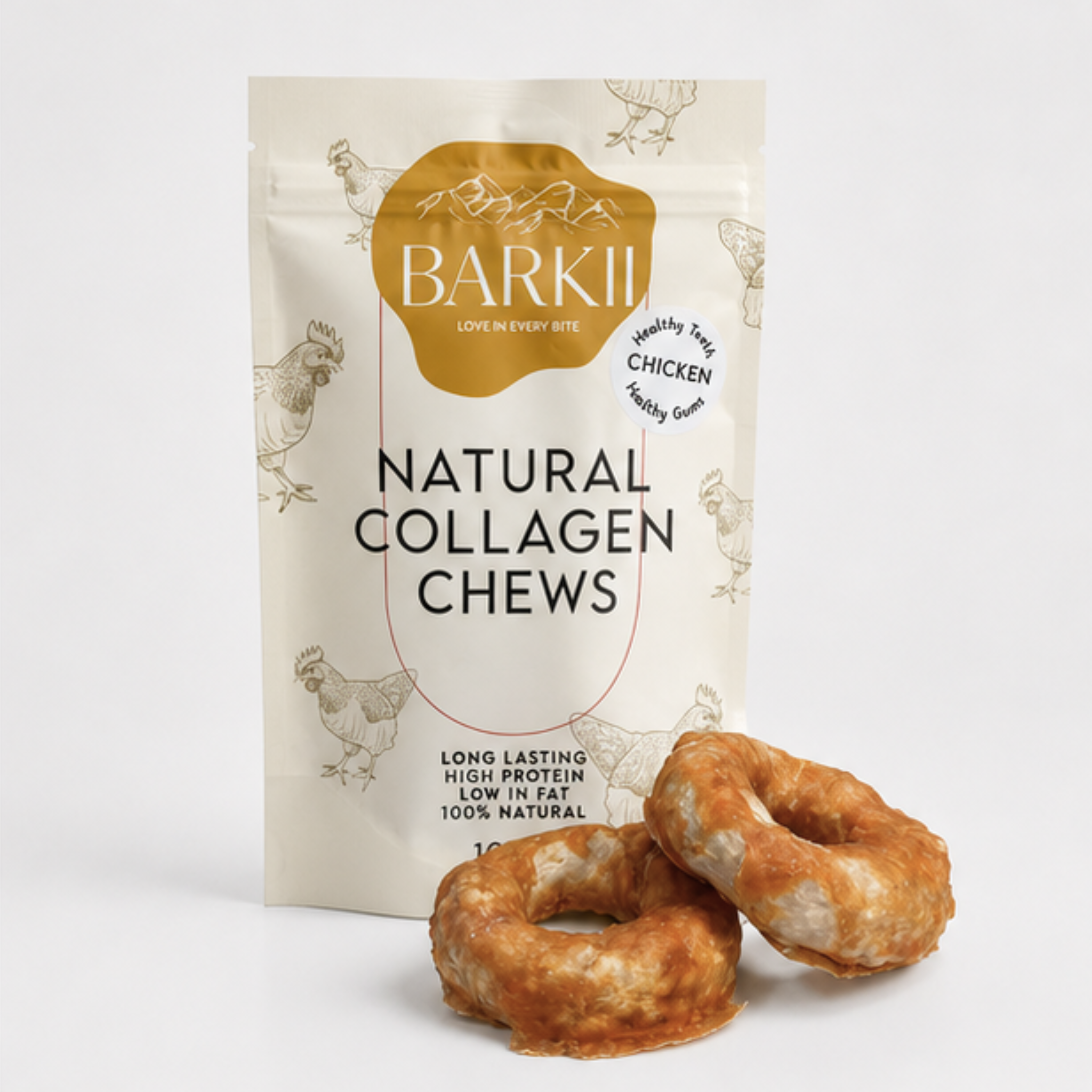 Barkii Donuts masticables de colágeno | Pollo | 100 g.